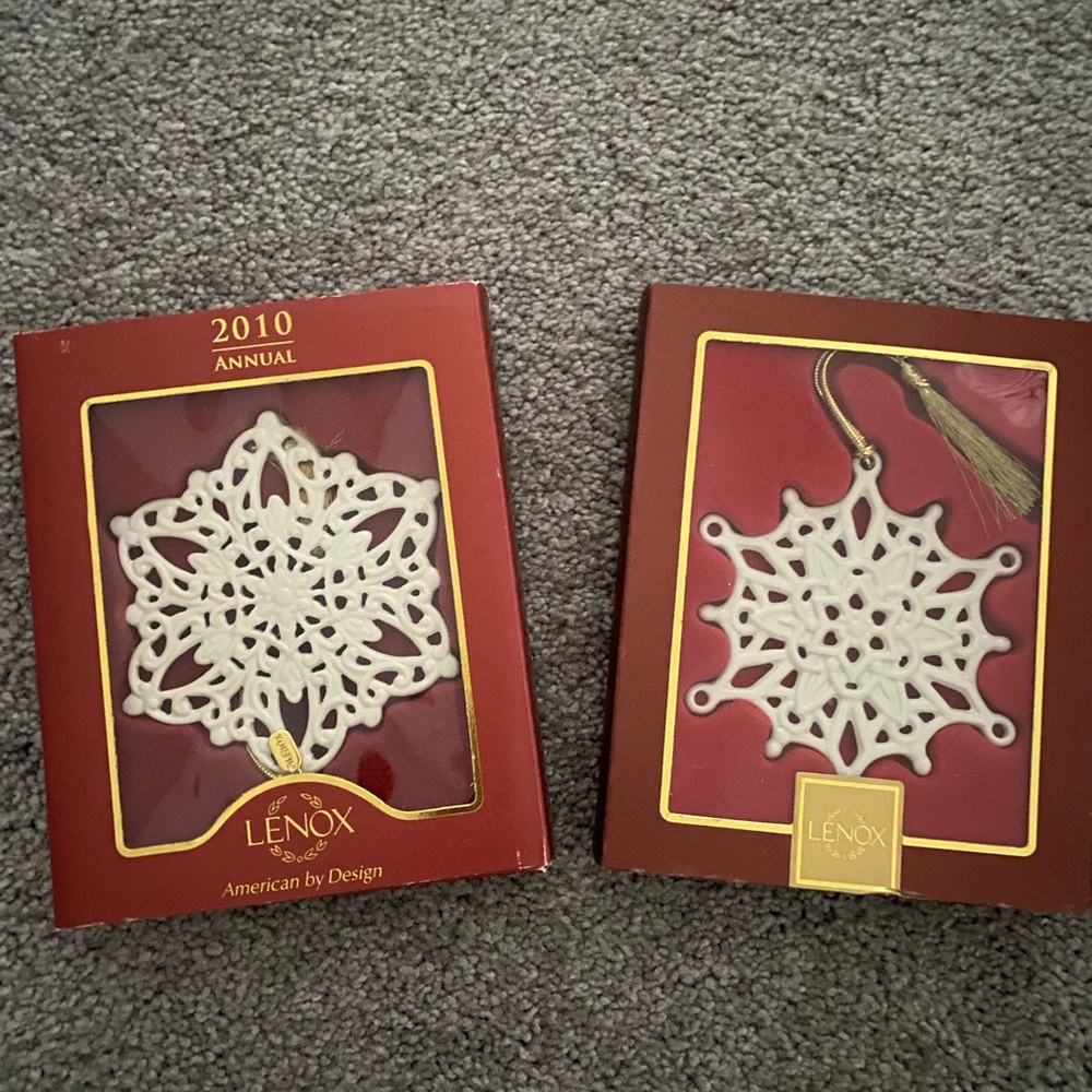 Lenox White Snowflake Ornament with Gold Accents